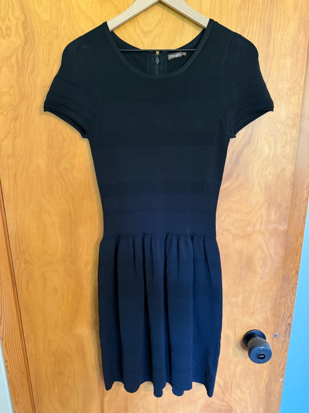 J. McLaughlin Grace Fit & Flare Black Dress Size S Short Sleeve